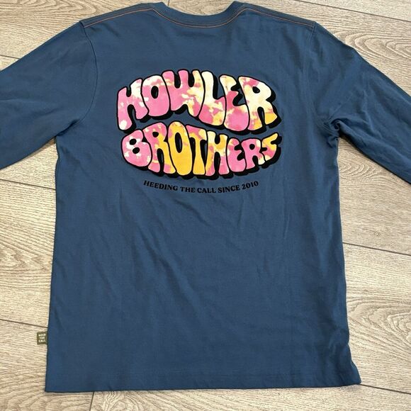 Howler Bros Long Sleeve T-Shirt Mens Small Bubblegum Key Largo Blue Casual NWT - Picture 8 of 8